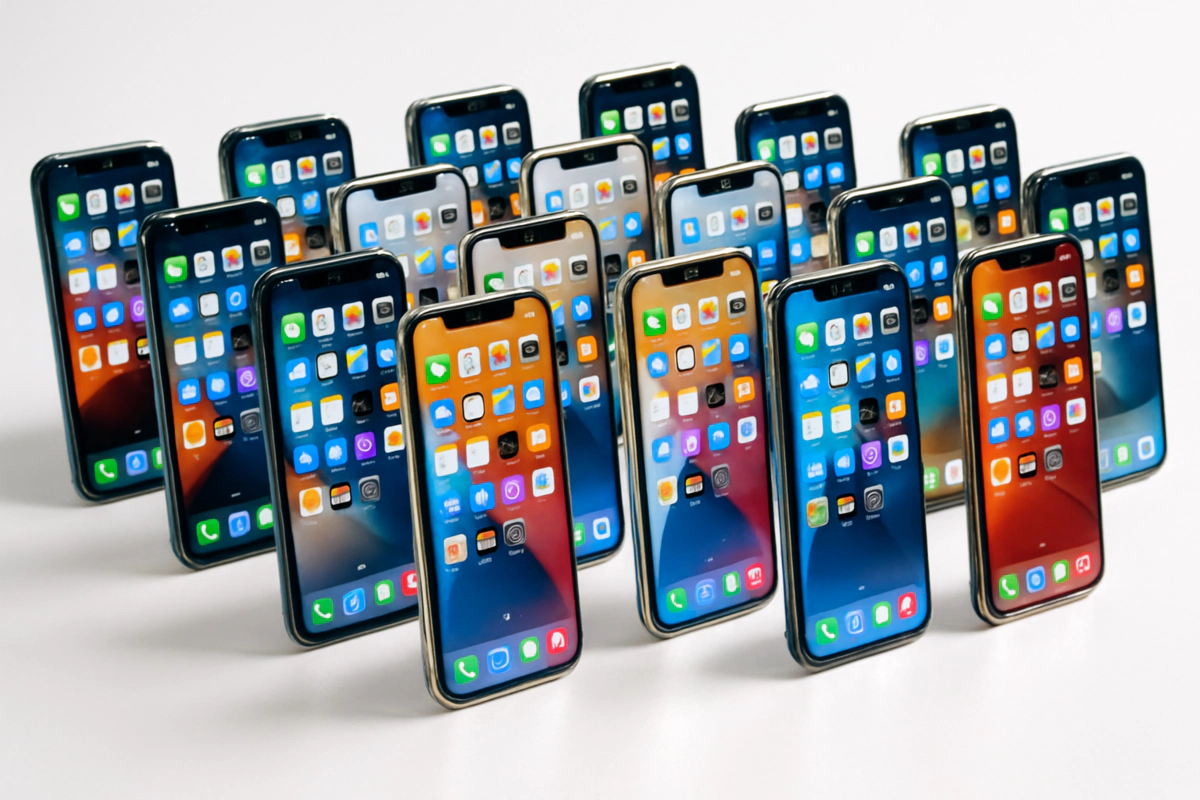 Dazzling_arrays_of_refurbished_used iPhones_glowing